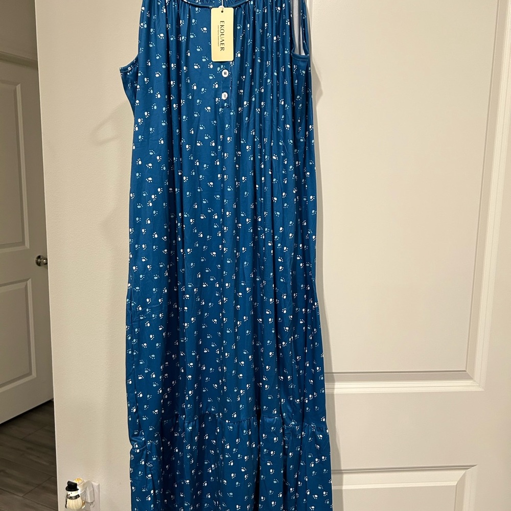 Blue Floral Maxi Nightgown
